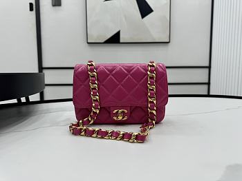 Chanel Classic Flap Bag Leather Pink 20x13x4.5cm