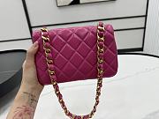 Chanel Classic Flap Bag Leather Pink 20x13x4.5cm - 6