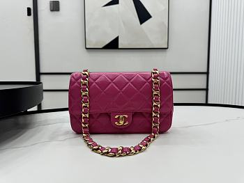 Chanel Classic Flap Bag Leather Pink 22x17x6cm