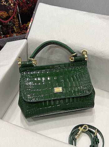 Dolce & Gabbana Sicily Handbag Green Crocodile 20cm