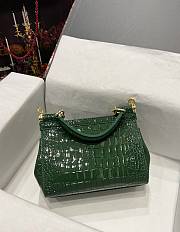 Dolce & Gabbana Sicily Handbag Green Crocodile 20cm - 5