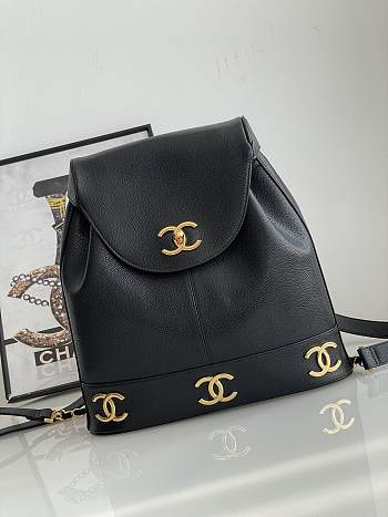 Chanel Backpack Black Caviar Gold 31x11x34cm