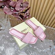 Jimmy Choo Clovis Flat Satin Crystal Flats Pink - 4