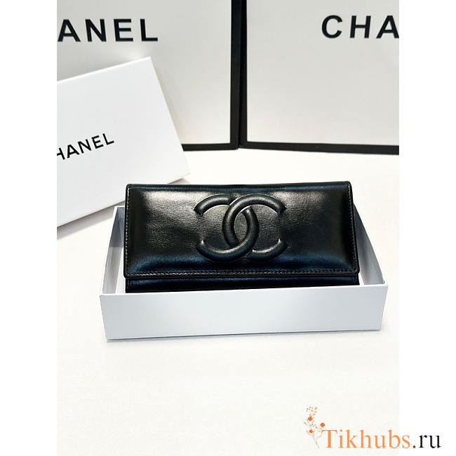 Chanel CC Long Bifold Wallet Black 19x10cm - 1