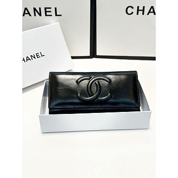 Chanel CC Long Bifold Wallet Black 19x10cm