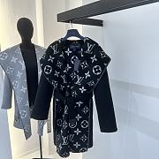 Louis Vuitton LV Black Hooded Wrap Coat - 3