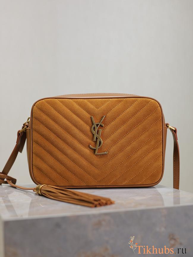 YSL Camera Lou Crossbody Bag Brown Suede 23x16x6cm - 1