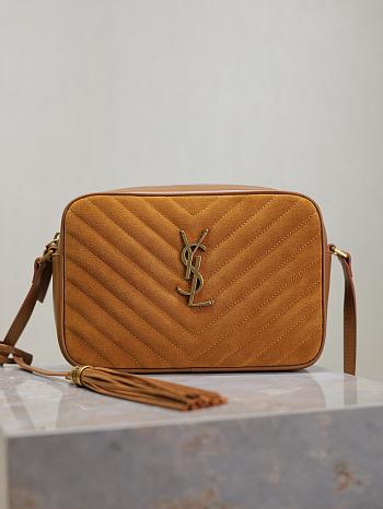 YSL Camera Lou Crossbody Bag Brown Suede 23x16x6cm