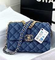 Chanel 19 Flap Bag Blue Denim Gold 26cm - 1