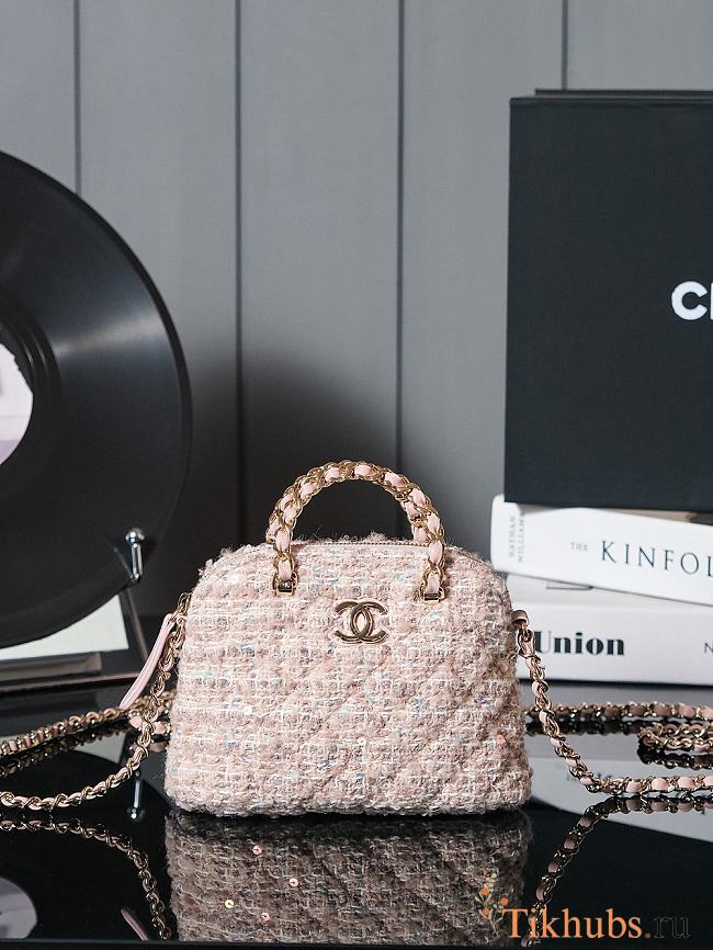 Chanel Clutch Strap Tweed Pink Bag 16x11x5.5cm - 1