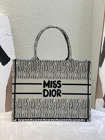 Dior Medium Book Tote White Pale Green 36 x 27.5 x 16.5 cm