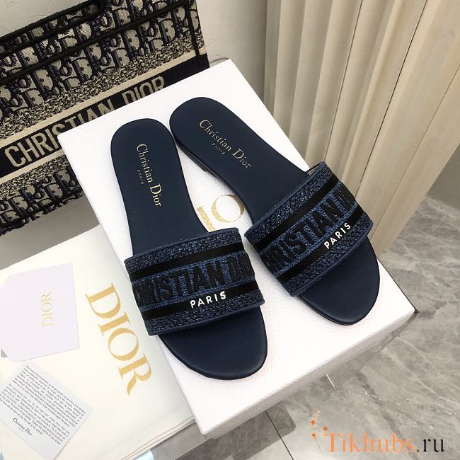 Dior Dway Navy Blue Slides - 1