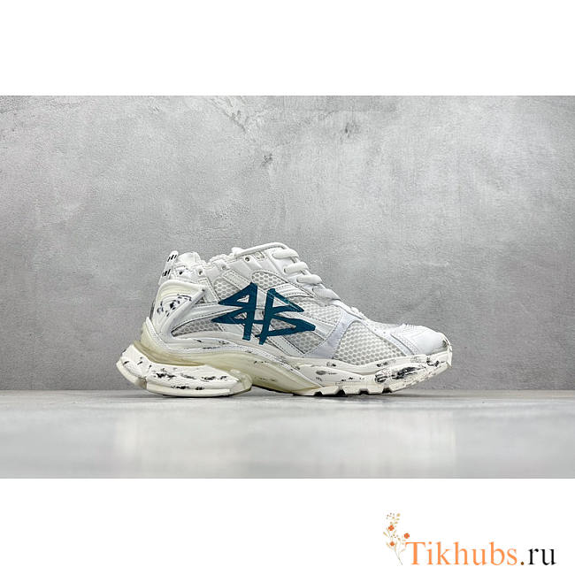 Balenciaga Runner Graffiti Sneaker White Blue Mesh Nylon - 1