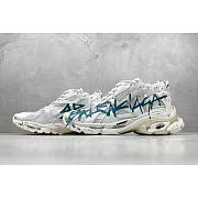 Balenciaga Runner Graffiti Sneaker White Blue Mesh Nylon - 5