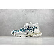 Balenciaga Runner Graffiti Sneaker White Blue Mesh Nylon - 2