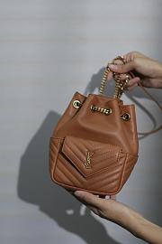 YSL Joe Mini Bucket Bag Gold Lambskin Brown 19x13x13cm - 6