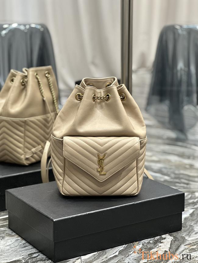 YSL Joe Bucket Bag Beige Lambskin 22x29x15cm - 1