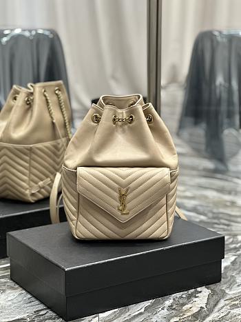 YSL Joe Bucket Bag Beige Lambskin 22x29x15cm