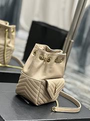 YSL Joe Mini Bucket Bag Gold Lambskin Beige 19x13x13cm - 2