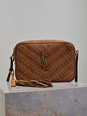 YSL Lou Embellished Suede Topstitch Camera Bag 23x16x6cm - 1