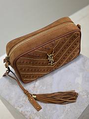 YSL Lou Embellished Suede Topstitch Camera Bag 23x16x6cm - 3