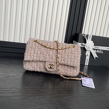 Chanel Medium Flap Bag Tweed Light Yellow 25cm