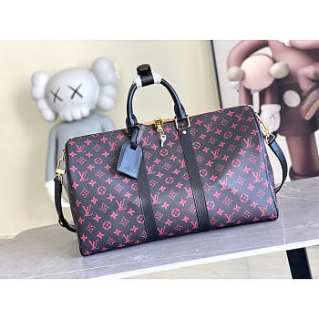 Louis Vuitton LV Keepall Monogram 45 Black Pink 45x27x20cm