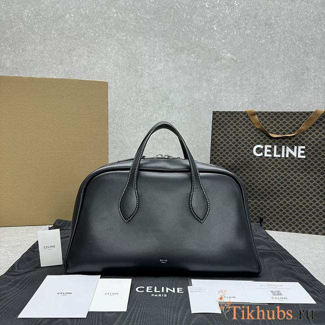 Celine Leather Bowling Bag Black 41x22.5x23cm - 1