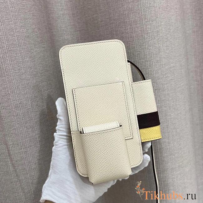 Hermes Phone Case Crossbody Bag Epsom White 3.5W x 6.5H x 1D - 1