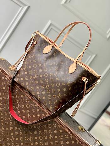 Louis Vuitton LV Neverfull With Strap Red Monogram 31x28x14cm