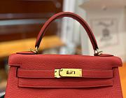 Hermes Kelly Bag Red Gold Togo 28cm - 6