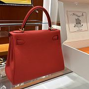 Hermes Kelly Bag Red Gold Togo 28cm - 3