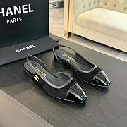 Chanel Slingback Black Suede Lambskin Flat - 1