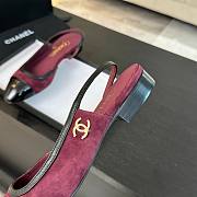 Chanel Slingback Burgundy Suede Lambskin Flat - 5