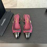 Chanel Slingback Burgundy Suede Lambskin Flat - 3