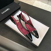 Chanel Slingback Burgundy Suede Lambskin Flat - 4