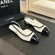 Chanel Slingback White Suede Lambskin Flat - 1