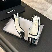 Chanel Slingback White Suede Lambskin Flat - 3