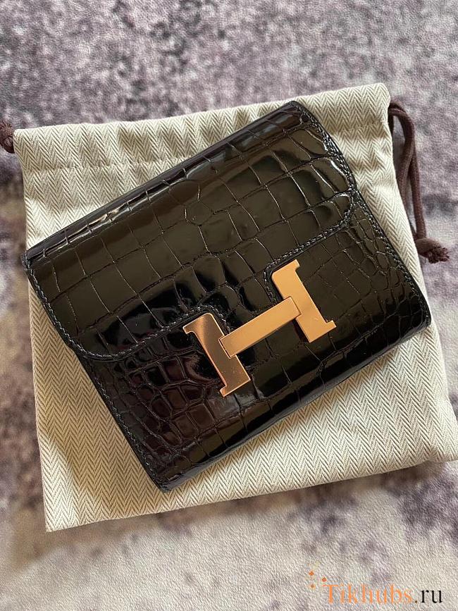 Hermes Constance Crocodile Wallet Black 12cm - 1