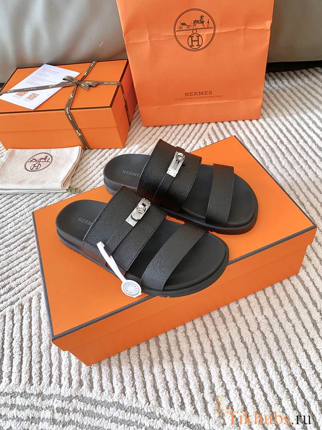 Hermes Jackson Sandal Black Silver - 1