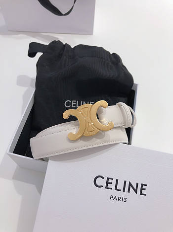 Celine Triomphe Belt In Smooth Calfskin White 2.5cm