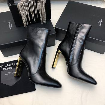 YSL Auteuil Leather Ankle Boots Black 105mm  