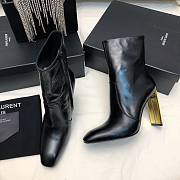 YSL Auteuil Leather Ankle Boots Black 105mm   - 2
