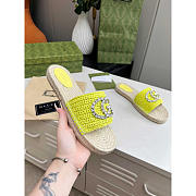 Gucci Interlocking G Espadrille Lime Green Raffia - 4