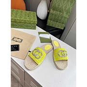 Gucci Interlocking G Espadrille Lime Green Raffia - 3