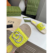 Gucci Interlocking G Espadrille Lime Green Raffia - 2