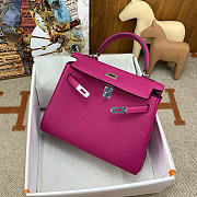 Hermes Kelly 25 Togo Fushia Silver 25cm - 6