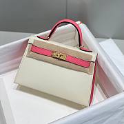 Hermes Mini Kelly White Pink Epsom Gold 19cm - 6