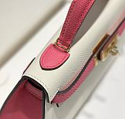 Hermes Mini Kelly White Pink Epsom Gold 19cm - 5