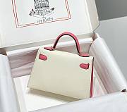 Hermes Mini Kelly White Pink Epsom Gold 19cm - 4